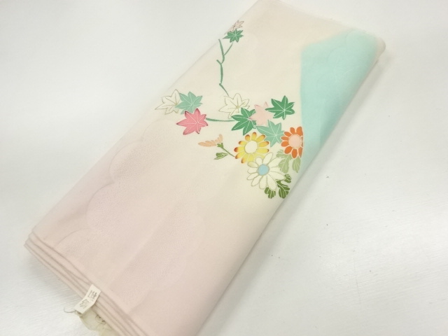 JAPANESE KIMONO / ANTIQUE ARAIHARI FOR KIMONO / SILK / FLORAL PLANTS